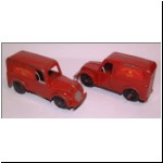 Charbens No.10 Royal Mail Van - first casting - rubber tyres (left), standard wheels (right)